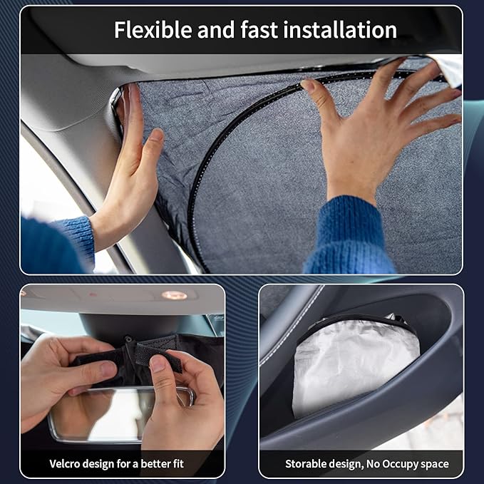Sun Shade for 2007-2017 Toyota Camry Accessories, Foldable Front Window Shield for Camry LE XLE Hybrid SE XSE Sedan 240T Windshield Sun Visor Protector Fully Covered to Keep Car Cool