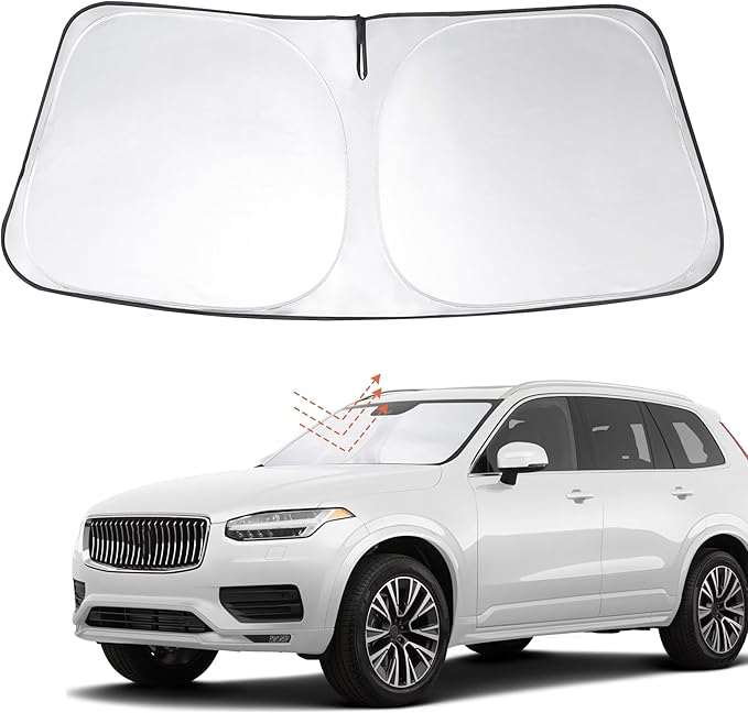 Windshield Sun Shade Custom Fit 2016-2024 2025 2026 Volvo XC90 Accessories Foldable Sunshade Sun Blocker Front Window Shades Covers Keep Car Cooler