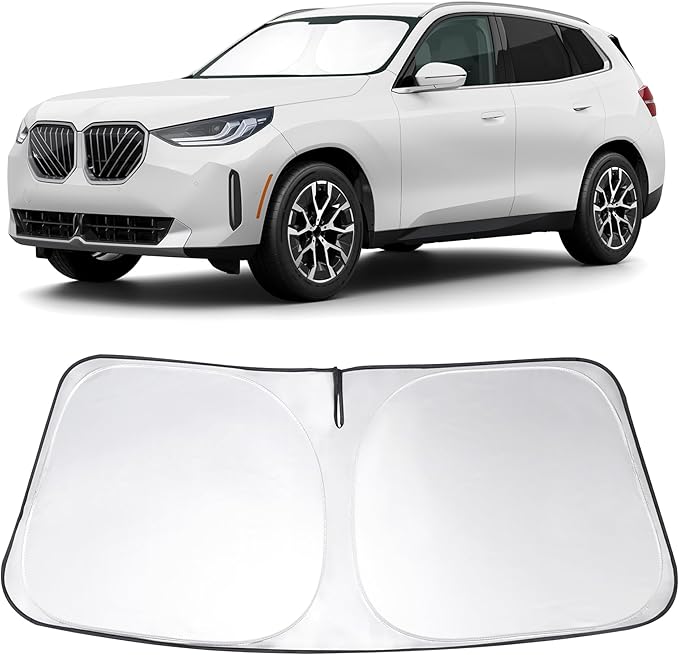 Windshield Sun Shade Custom Fit 2025 2026 BMW X3 Accessories Foldable Sunshade Front Window Shades Covers Protect Car from Sun Rays & Heat Damage Keep Car Cooler
