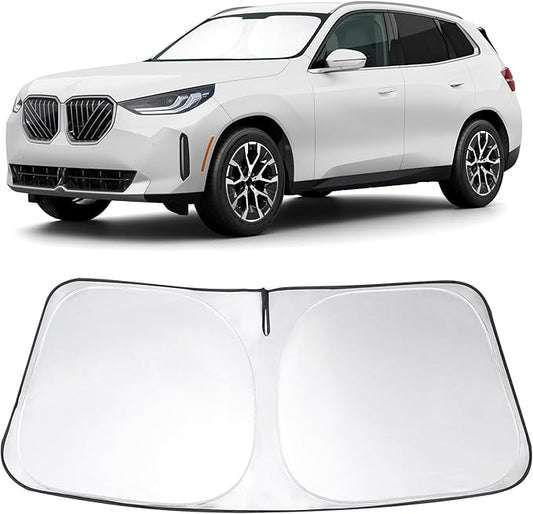 Windshield Sun Shade Custom Fit 2025 2026 BMW X3 Accessories Foldable Sunshade Front Window Shades Covers Protect Car from Sun Rays & Heat Damage Keep Car Cooler