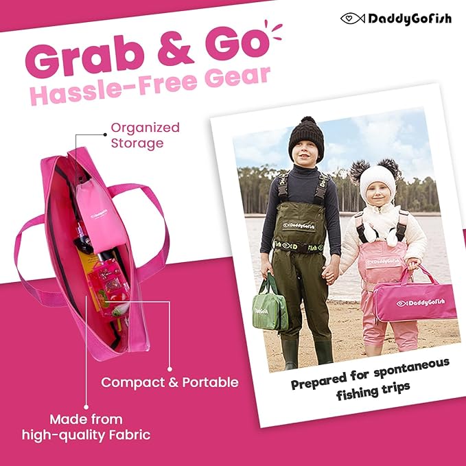 DaddyGoFish Kids Fishing Pole - Rod Reel Combo Tackle Box Starter Set - First Year Small Dock Gear Kit for Boys Girls Toddler Youth Age Beginner Little Children Junior Anglers