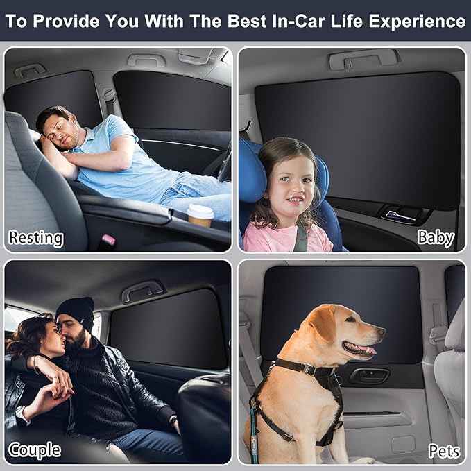 XCBYT Car Window Shades for Side Window - 4 Pack Magnetic Car Window Covers 99% UV and Glare Block Privacy Curtains for Breastfeeding, Napping, Dressing, Camping