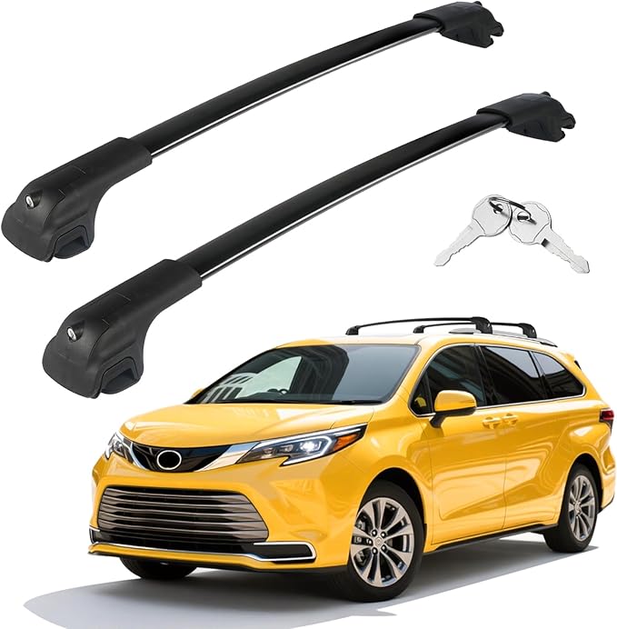 300LBS Roof Rack Cross Bars Compatible with Toyota Sienna 2021-2026 Heavy-Duty Aluminum Crossbars Lockable Roof Rails Rooftop Cargo Basket Carrier Bag Luggage Canoe Kayak Bike
