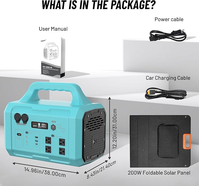 STARY LINE 1800W Solar Generator Kit (2700W Surge), 1024Wh Portable Power Station with 200W Solar Panel, LiFePO4 Battery for RV Life, Van Living, High-Power Appliances Backup,