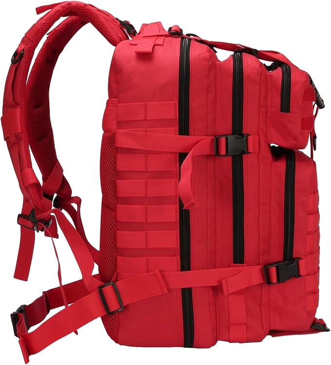 45L Military Tactical Backpack for Men & Women Bug Out Bag Assault pack Molle Daypack Hiking Trekking Rucksack(45L red)