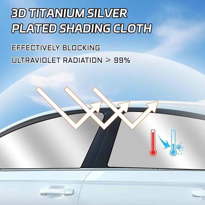 4 PCS Car Side Window Sun Shades, Foldable Sun Shade for Car Window Baby, Strong-Light Blocking & UV Protection Privacy Covers, Summer Essentials Accessory for Camping, Sleeping (Silver)