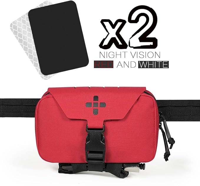 Ifak Pouch-Rapid Deployment Tactical MOLLE Trauma Kit Pouches, Quick Release Tear-Off Medical First Aid Kit Organiser with Red Immediate Identify for Emergency Surviva.