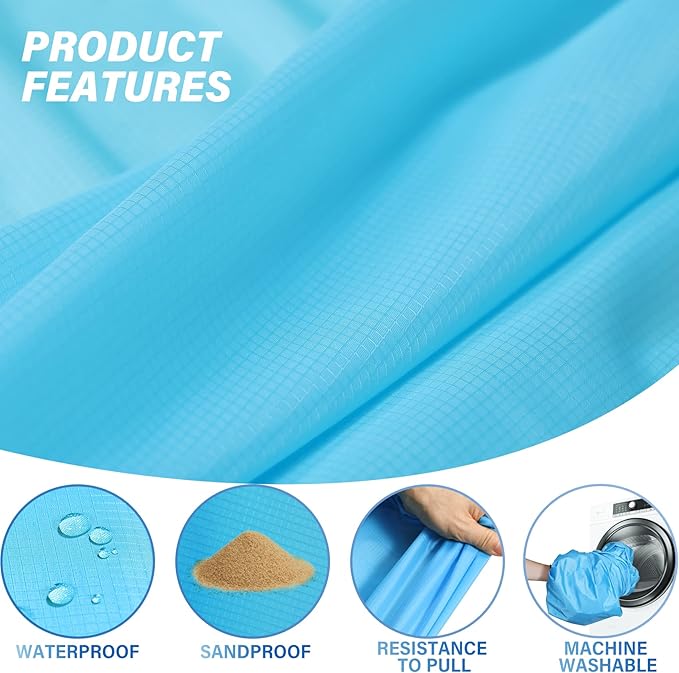 Famstar Beach Blanket Oversized Extra Large 10'X 9',Waterproof Sandproof Beach Blanket 2-8 Adults Lightweight Durable for Travel Camping Hiking Picnic (10'X 9', Blue)