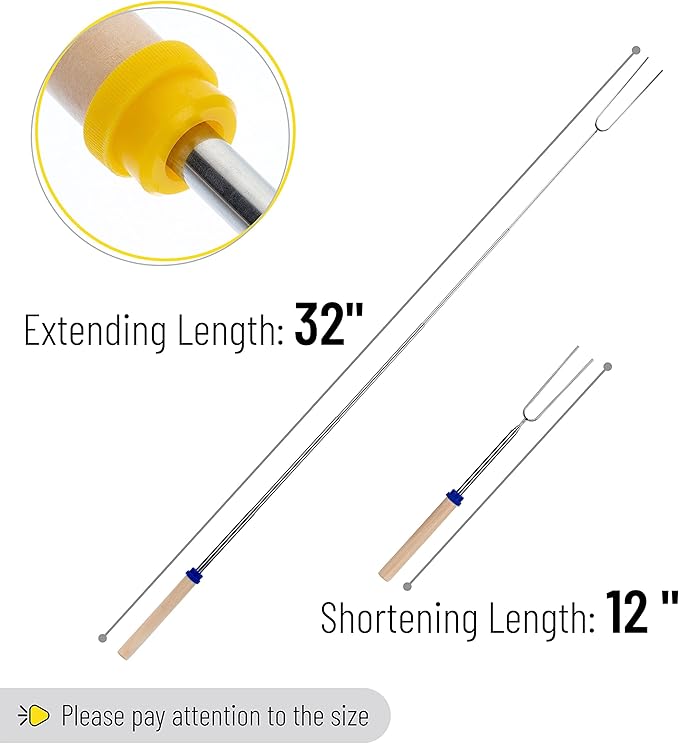 UNCO- Marshmallow Roasting Sticks, 20 Pack, 32”, Extendable Stainless Steel Smores Sticks for Fire Pit