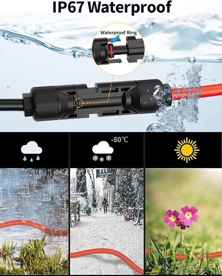Solar Connector to DC 8mm Adapter Cable, 2M 6FT 12AWG+14AWG Solar Cable with DC8020/7909 for Jackery Explorer 160 240 500 1000 GZ Yeti BLUETTI Portable Power Station, Solar Generator, Solar Panel