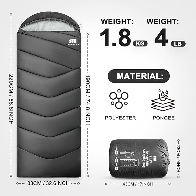 XXL Winter Sleeping Bags for Adults Cold Weather,Camping Sleeping Bag for Kids with Compression Sack,4 Season Camping Essentials Gear for Hiking,Traveling,Outdoor,Backpacking,Climbing