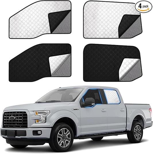 ZATOOTO Car Window Shades for Ford F-150 2015-2020, Double Layer Blackout Privacy Shades with Breathable Mesh Screen Reversible F-150 Window Cover Design Privacy & UV Protection for Travel Trip Camp