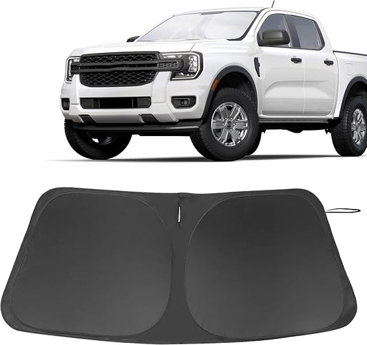 Front Windshield Sun Shade Foldable Front Window Sun Shield Visor Custom Fit for 2019-2024 Fo-rd Ranger Block UV Rays Car Accessories Heat Keep Car Cooler