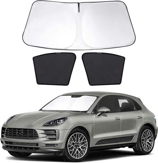 3PCS Car Window Shades Front Windshield Sun Shade Foldable Window Shade Custom Fit for 2014-2019 Porsche Ma-can Accessories Car Shades for Front Windows Anti-UV Rays Block Heat
