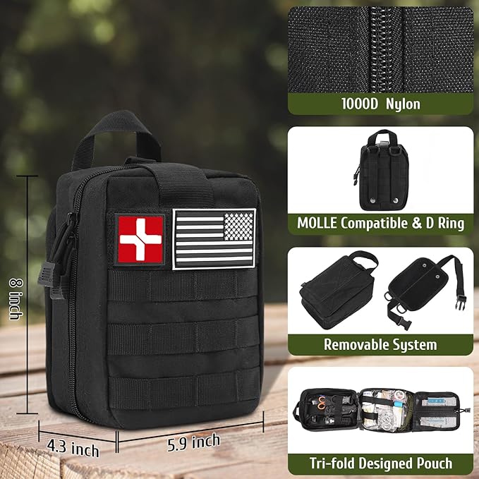ABPIR 170 PCS Survival Kits, Survival First Aid Kit with Essential Survival Gear Emergency Medical Supplies for Hiking Camping Backpacking Outdoor Adventure, Gifts for Him Dad Men Christmas