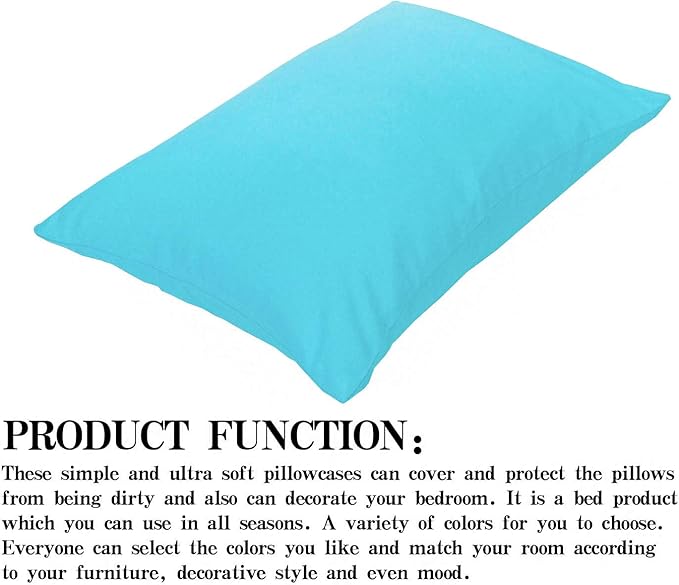 NTBAY Microfiber Toddler Pillowcases with Envelope Closure, 2 Pack 100% Brushed Microfiber Super Soft Travel Kids Nursery Pillow Cases, 14"x20" Fits Pillows Sized 12"x16" 13"x18" 14"x19", Blue