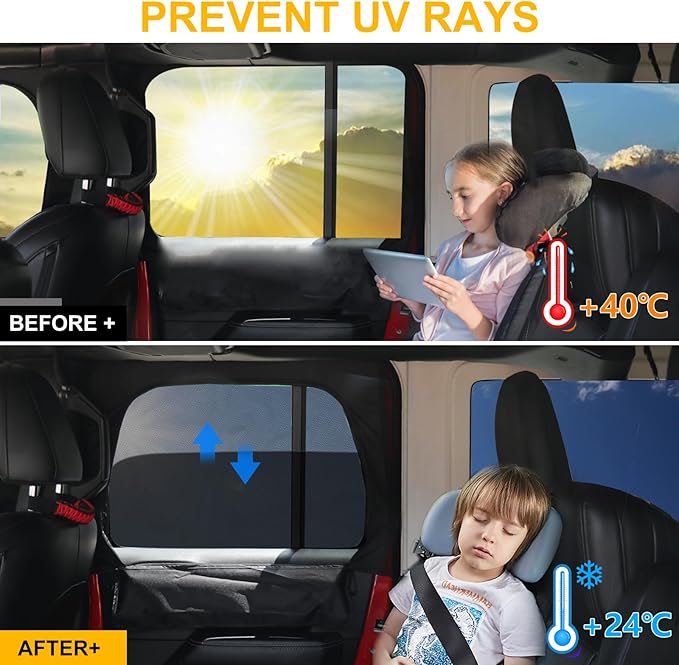 BESTAOO Rear Car Window Shades, 2 PCS Sun Shade for Jeep Side Windows, Side Window Screen Curtains Cover for Camping Compatible with 2007-2025 Jeep Wrangler JK JL & Gladiator JT