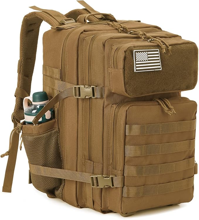 QT&QY 25L/45L Military Tactical Backpack For Men Molle Daypack 3 Day Bug Out Bag Hiking Rucksack With Bottle Holder