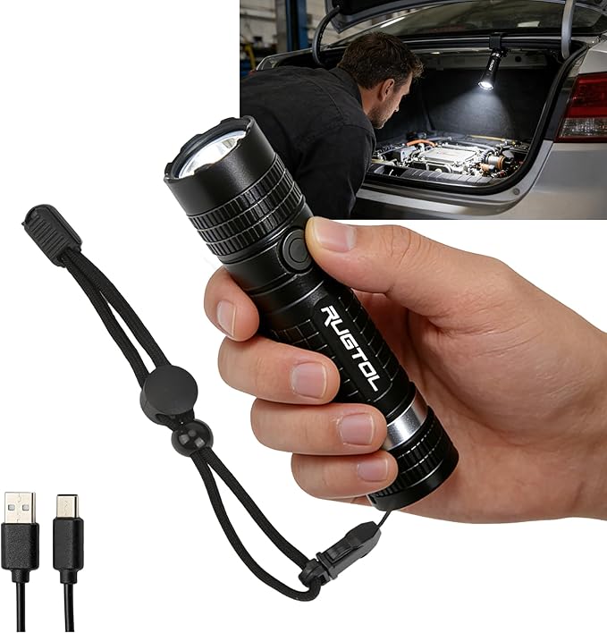 Rugtol Headlamp, USB C Rechargeable Battery Powered Head Lamp LED Flashlight with Clip Magnetic Base, 1000 Lumens Zoomable Aluminum Headlamp IPX4 Waterproof for Hard Hat Working Running Hiking
