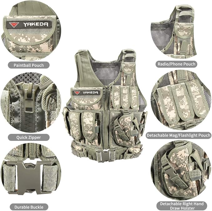 vAv YAKEDA Tactical Vest Outdoor Ultra-Light Breathable Training Airsoft Vest Adjustable for Adults