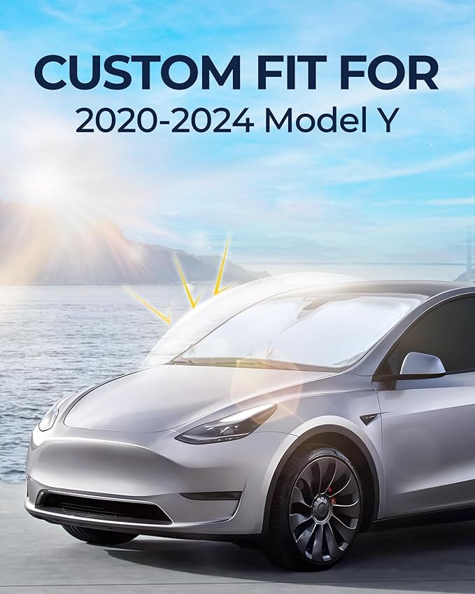Fit for Tesla Model Y 2020-2024 Car Window Shades, 8pcs Privacy Sun Shade Set for Front Windshield Side and Rear Windows, Full Window Covers Keeps Vehicle Cool for Camping Napping