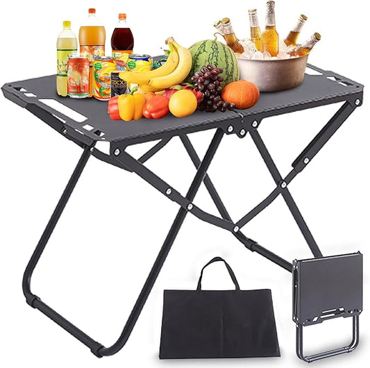 Portable Camping Table, Metal Tactical Foldable Table with Storage Bag, Durable Carbon Steel Outdoor Picnic Table, Perfect for Fishing, Hiking and BBQ