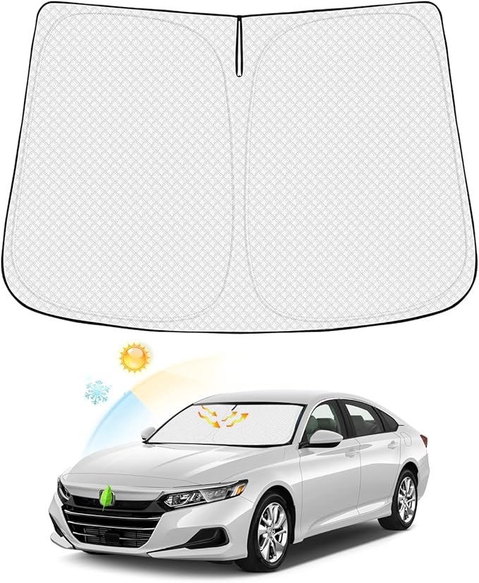 Canvcle Windshield Sun Shade for 2018-2025 2026 Honda Accord Accessories Thicken 6-Layer Foldable Front Window Sunshade Cover Sun Visor Protector Block UV Rays Keep Vehicle Cool