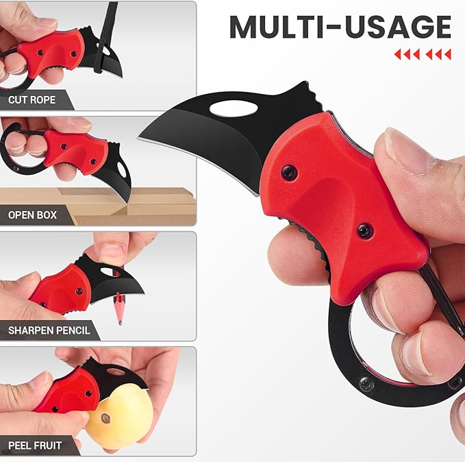 FUNBRO Cool Folding Knife Box Cutter, Small Pocket Knife for Men with 1.34 inch Sharp Blade, EDC Knives Tool for Everyday Carry, Great Gift for Women Men (Red)