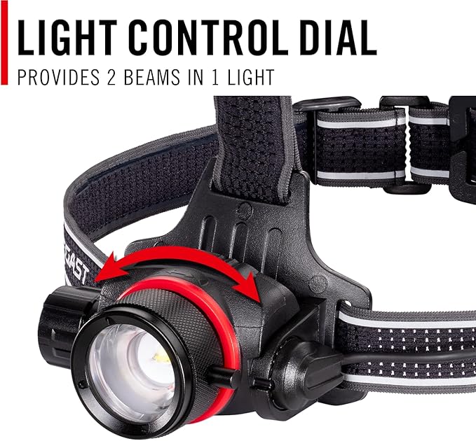 COAST HL8R 2000 Lumen Rechargeable PURE BEAM Focusing LED Headlamp, Black