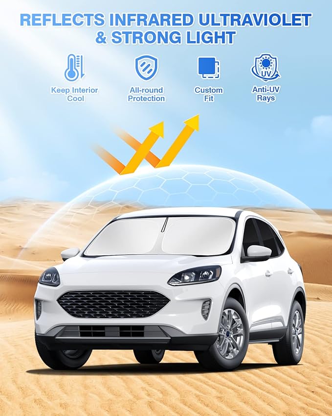 Canvcle Sunshades for 2020-2025 2026 Ford Escape Windshield Sun Shade Side Rear Window Shade Cover Kit Sun Visor Shield Privacy Protection Keep Vehicle Cool Black 8PCS