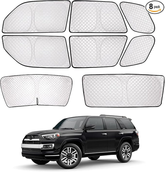 XCBYT 2011-2023 4Runner Full Coverage Window Shades | 6-Layer Blackout Insulated Sun & UV Protection | Custom Fit Privacy Covers for Camping, Sleeping & Car Living (8 PCS)