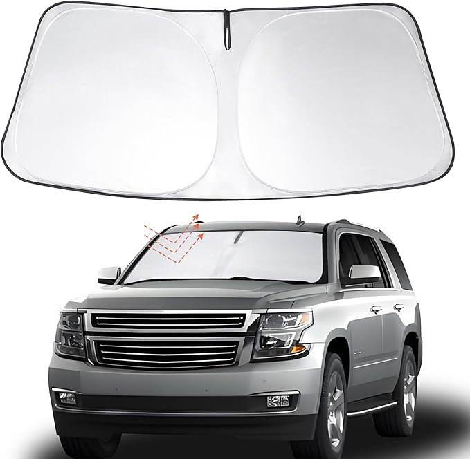 Windshield Sun Shade Custom Fit 2015 2016 2017 2018 2019 2020 Chevrolet Tahoe Accessories Foldable Sunshade Sun Blocker Front Window Shades Covers Keep Car Cooler