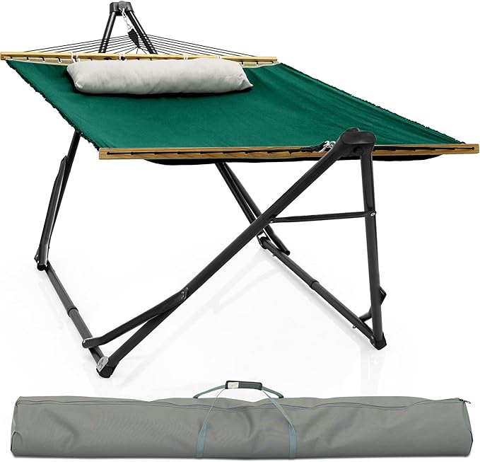 Tranquillo Unity Adjustable Hammock Stand; Premium Quality, 800 lbs Capacity, 30-Second Easy Setup, Durable Steel Frame, Pre-Assembled and Portable for Indoor & Outdoor Use, Emerald Green