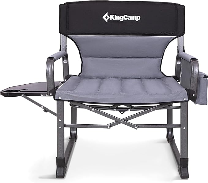 KingCamp XXL Heavy Duty Camping Directors Chair 550lbs Capacity, Extra Wide Oversized Camp Chairs with Side Table & Cooler Bag, Compact Padded Folding Chair for Big and Tall Outdoor Sports Picnic Lawn