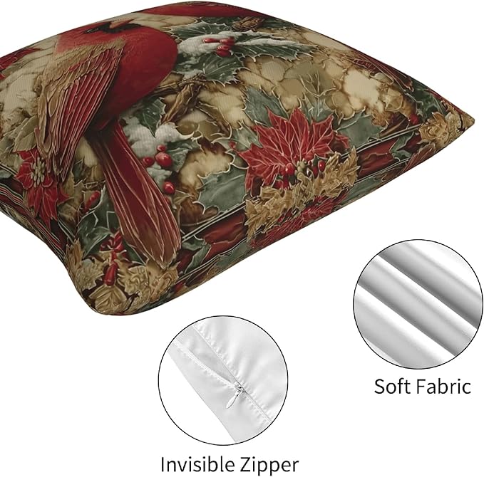 Christmas Throw Pillow Covers 18 X 18 Inch Set of 4 Decorative Cushion Cover Home Decor for Sofa Chair Couch Bedroom Living Room