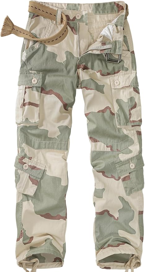 Men's BDU Casual Military Pants, Tactical Wild Army Combat ACU Rip Stop Camo Cargo Work Pants Trousers with 8 Pockets