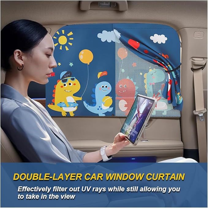 ZIMISI Car Window Shades, Magnetic Double Layer Window Screen for Baby Protection, UV Protection Privacy Blackout/Half Shade Car Window Covers, Auto Sun Shade Curtains Accessories (Blue)