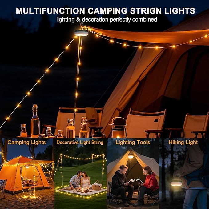 Fairy Lights Battery Operated, 33FT 100LED Quick Storage Twinkle Light with Timer & 9 Modes, Portable Camping String Lights Waterproof for Christmas Outdoor Patio Garden Party Decor