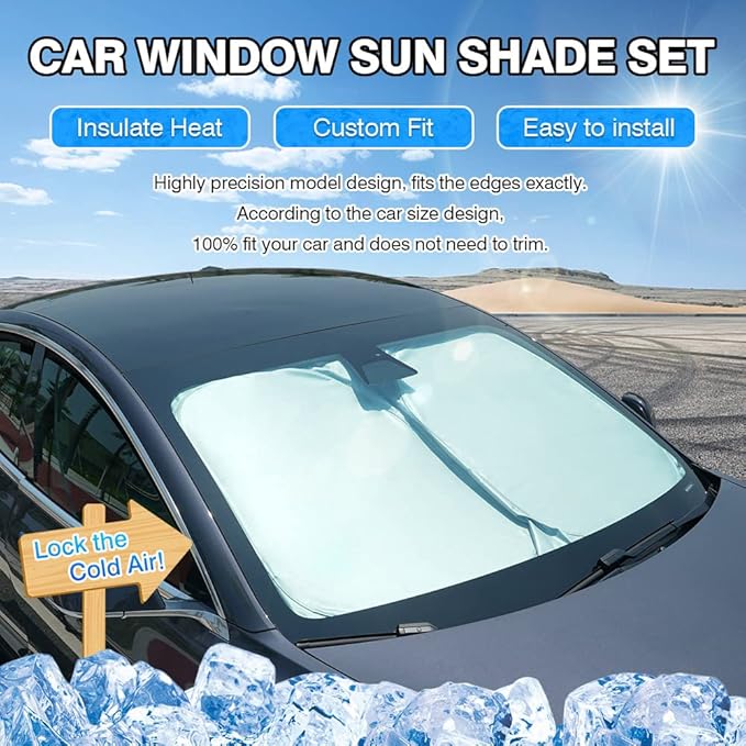 T TGBROS Windshield Sun Shade for Ford Escape 2020-2025 Car Window Shades Thicken UV Block and Blackout Privacy Foldable Sunshades 8PCS Accessories Keep Cool Sun Visor Covers