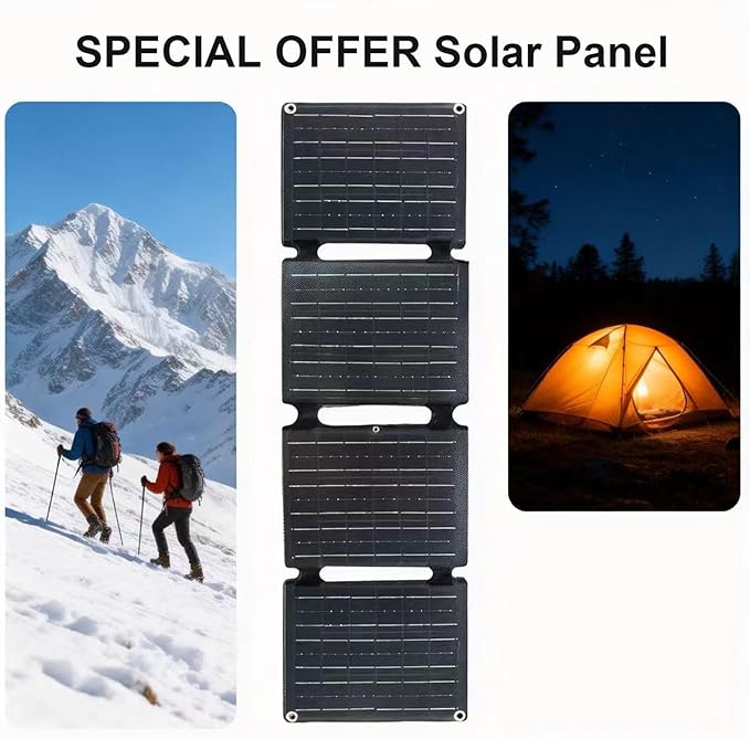 30W Portable Foldable Solar Panel, 4-Fold Solar Charger with USB QC3.0 & DC Outputs, lPx4 Waterproof Solar Panel Charger for Camping, Hiking, Portable Source, Emergency Power Outage