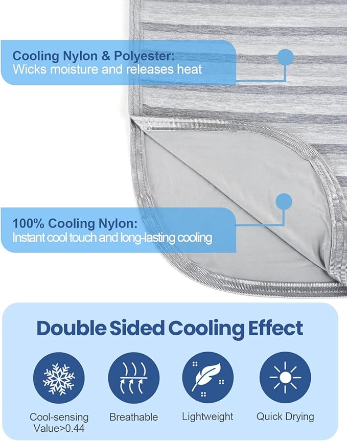 Ailemei Direct Cooling Throw Blanket for Hot Sleepers,Double Sided Cold Effect, Lightweight Breathable Summer Bed Blanket for Couch, Transfer Heat to Keep Body Cool Night Sweats,50"x70"