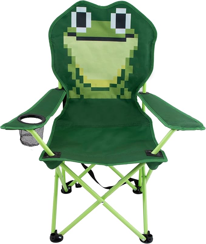 MOUNTAIN SUMMIT GEAR Kids Camping Chair - Foldable Camp Chair with Carrying Case for Outdoor Recreation, Sports, Camping and Fishing (by Caddis Sports) (1, Frog)