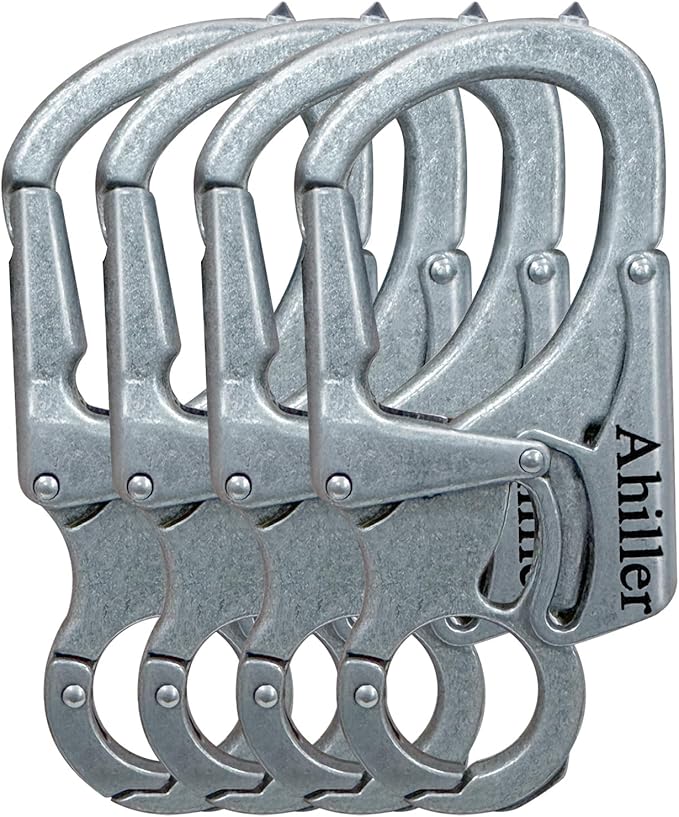 Ahiller Carabiner Keychain Clip, Double Lock Designed - Tungsten Steel Tip, Multifounction Tools for Camping, Hiking, Fishing, Outdoor Survival