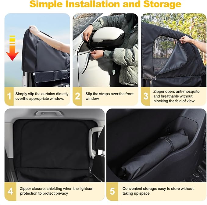 XCBYT F150 Window Sunshades for 2020-2024, Dual Layer Car Window Covers with Breathable Mesh & Blackout Cloth, 99% UV Protection Privacy Curtains for Car Camping, Sleeping & Rest (4 PCS)
