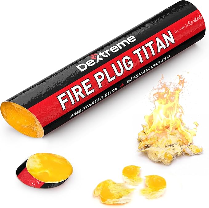 Dextreme Fire Plug Titan - Survival Fire Starting Tinder, Fire Plugs XL, Best Firestarter Stick for Emergency, Survival, Campfire, Bushcraft, and Hiking - Waterproof & Non-Toxic