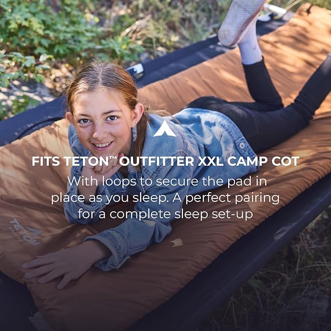 Teton Outfitter Sleeping Pad for Cot, Extra Thick Comfortable Camping Mattress for Adults, Portable Roll-Up Camp Pad, Durable Foam Cushioning