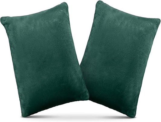 1 MIDDLE ONE 2 Pack Small Pillow, Memory Foam Mini Pillow 11 X 7 Inches for Travel, Sleeping, Nap and Neck, Knee, Lumbar Support, Tiny Cushion for Pet, Dogs (Dark Green)