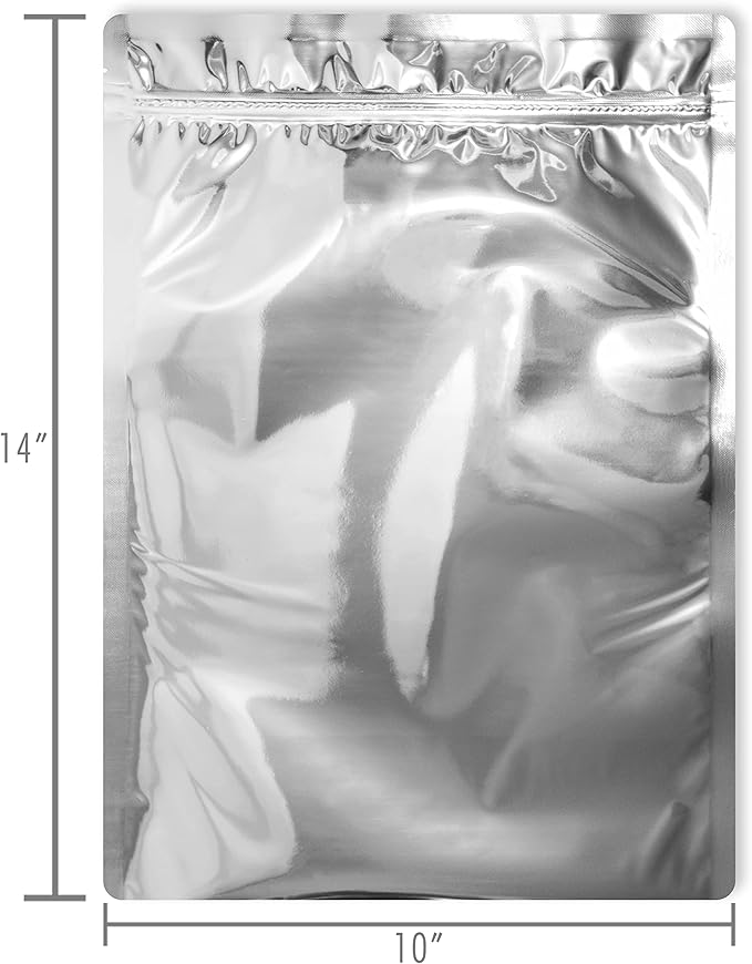 PackFreshUSA: Gallon (10" x 14") Seal-Top Mylar Bags – 500cc Oxygen Absorbers - Long-Term Food Storage - Air Tight - Heat Sealable - Rounded Corners - Pack of 100