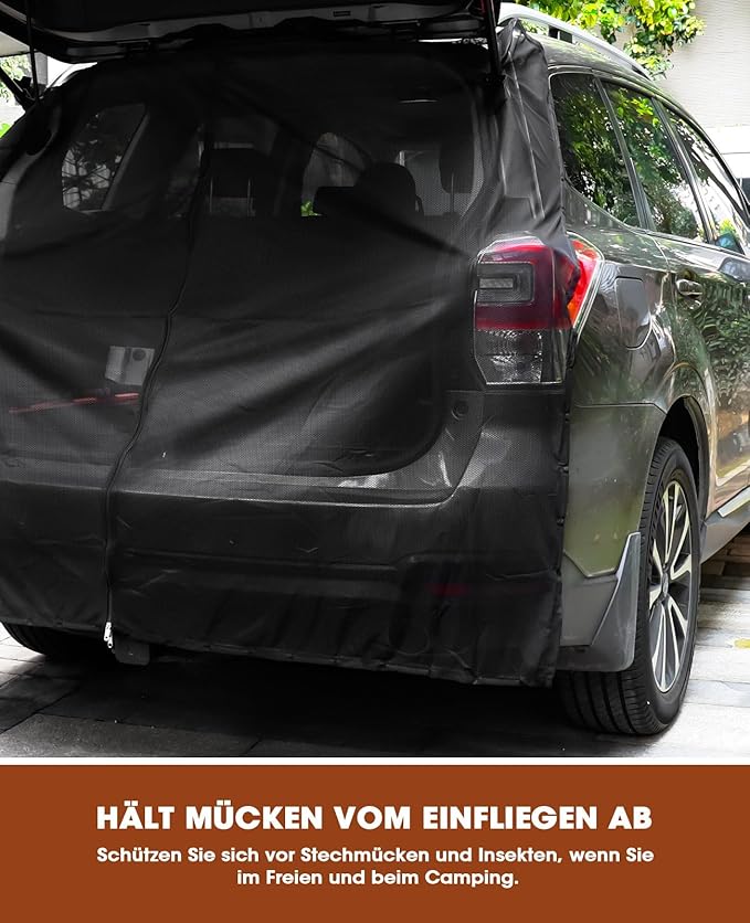 ANZOME Car Tailgate Mesh Screen for SUV Camping, 59x71 Inches Magnetic Car Trunk Mosquito Net for Ventilation and Bug Protection to Camping, Road Trips, Fishing, and More