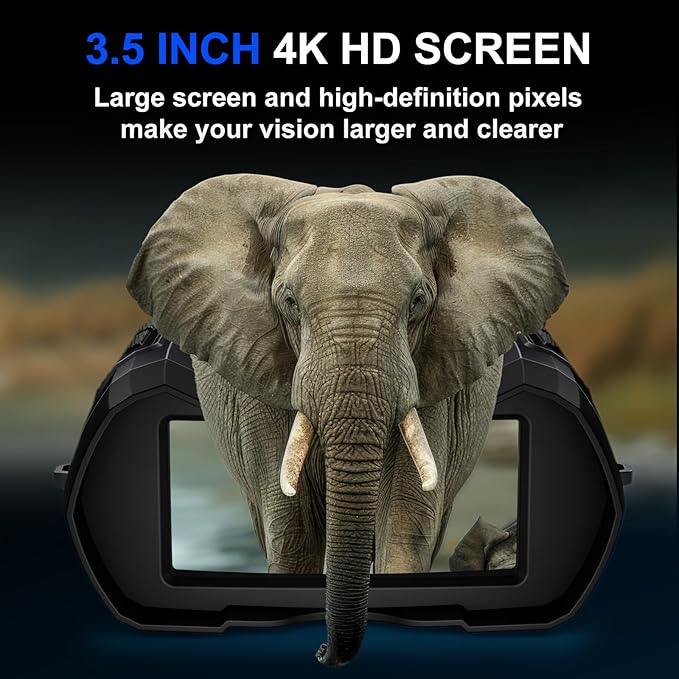 Night Vision Goggles,4K Night Vision Binoculars for Adult with 5000mAh Rechargeable Battery,16X Digital Zoom,3.5" HD Screen and 1000FT Viewing Range,32GB TF Card for Photo and Video,Ideal Gift for Men